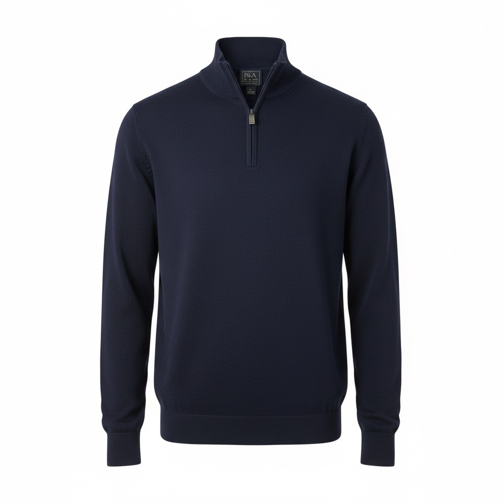 Jos. A Banks Traveler 100% Pima Cotton 1/4 Zip Shirt Mens L Navy soft Light 1861